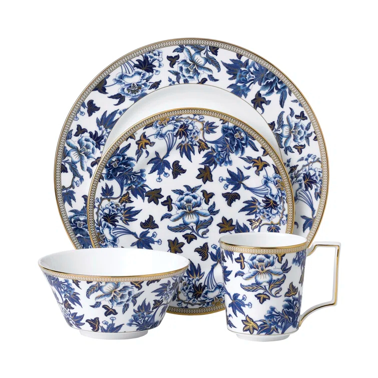 Wedgwood Hibiscus 4 Piece Bone China Place Setting, Service for 1 | Wayfair