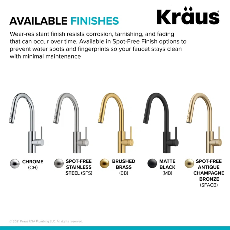 KRAUS Oletto Single Handle Pull Down Kitchen Faucet with QuickDock Top Mount Installation Assembly
