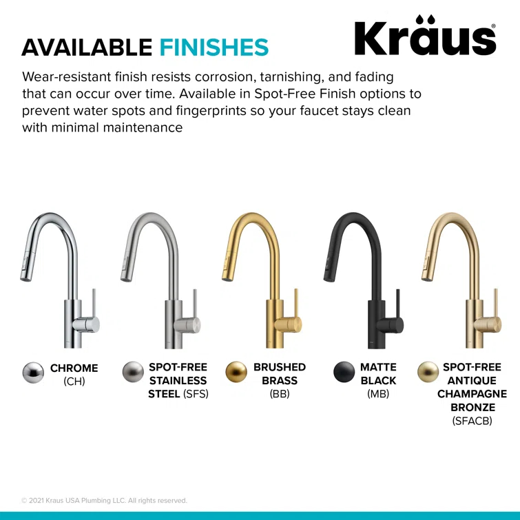 KRAUS Oletto Single Handle Pull Down Kitchen Faucet with QuickDock Top Mount Installation Assembly