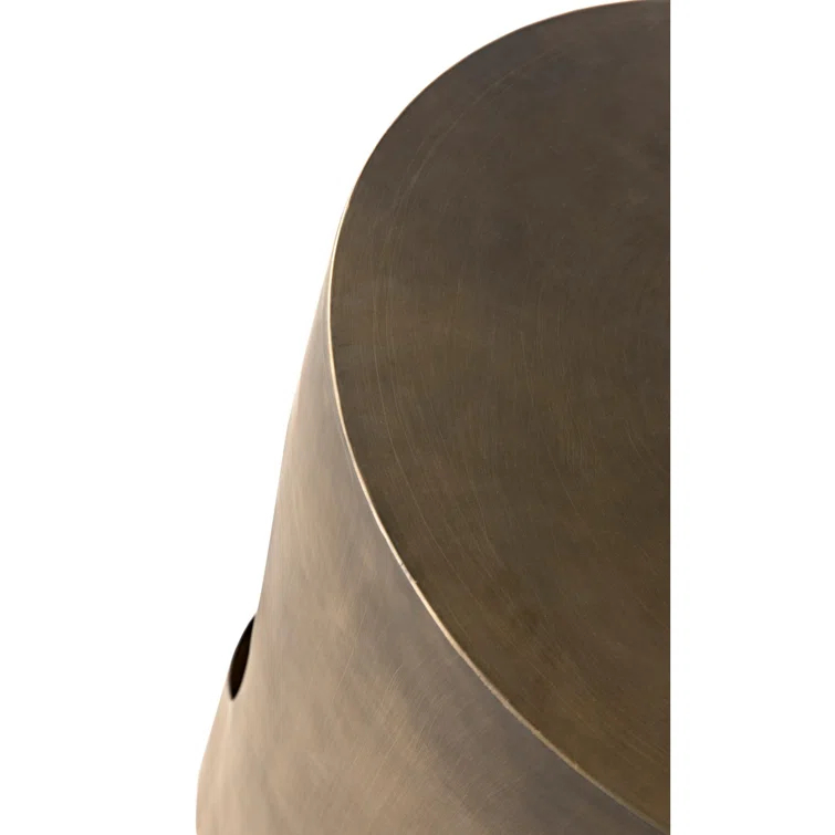 Eclipse Round Aged Brass Metal and Glass Side Table