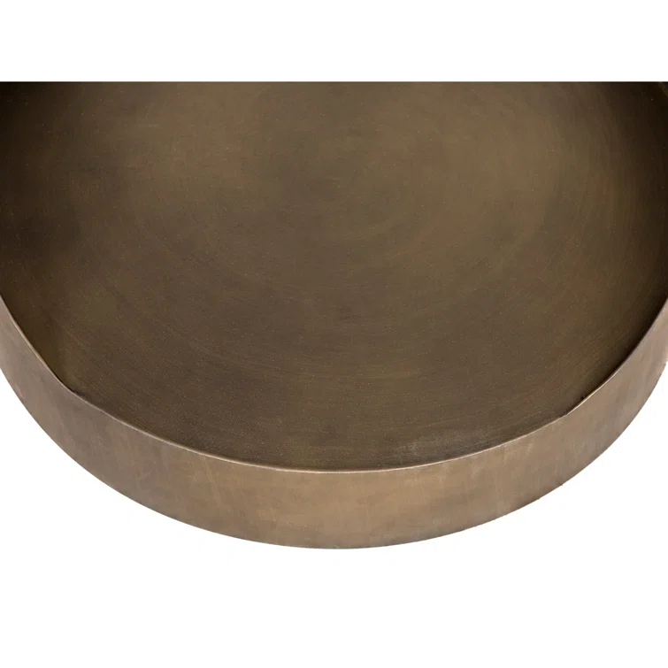 Eclipse Round Aged Brass Metal and Glass Side Table