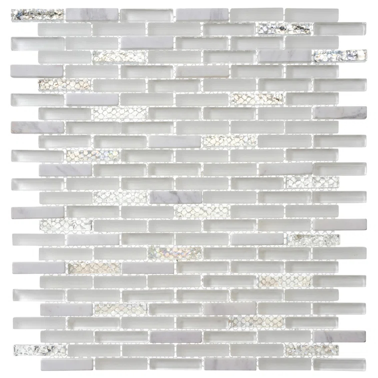 Andova Loic 1" x 2" Glass Brick Joint Mosaic  Kitchen Backsplash, Bathroom, Shower, Pool, Wall and Floor Tile