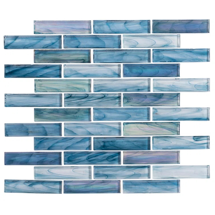 Marianna 1" x 4" Glass Brick Joint Mosaic Kitchen Backsplash, Bathroom, Shower, Pool, Wall and Floor Tile
