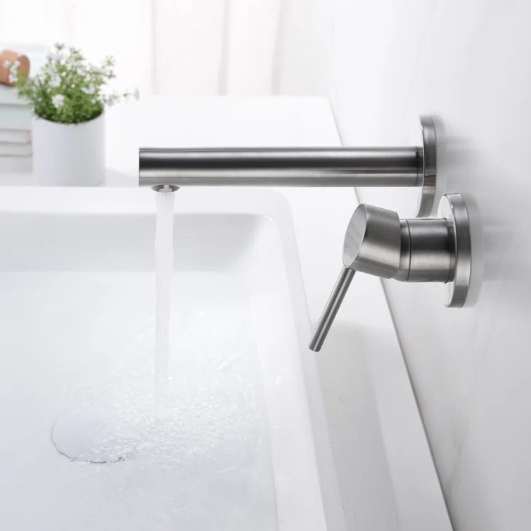 Bathroom Sink Faucet, Ssingle Handle Wall Mount Lavatory Faucet, Bathroom Vanity Faucet With Brass Rough-in Valve