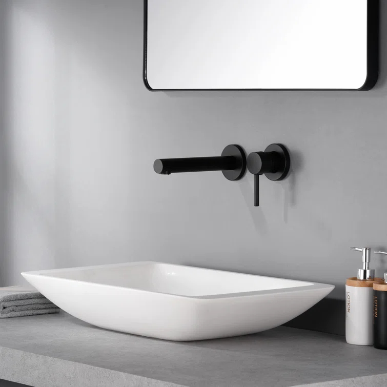 Bathroom Sink Faucet, Ssingle Handle Wall Mount Lavatory Faucet, Bathroom Vanity Faucet With Brass Rough-in Valve