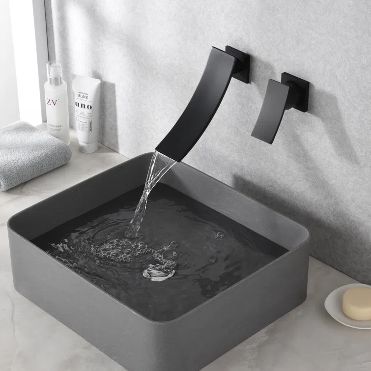 Wall Mount Bathroom Vanity Faucet, Waterfall Bathroom Faucet, Lavatory Faucet