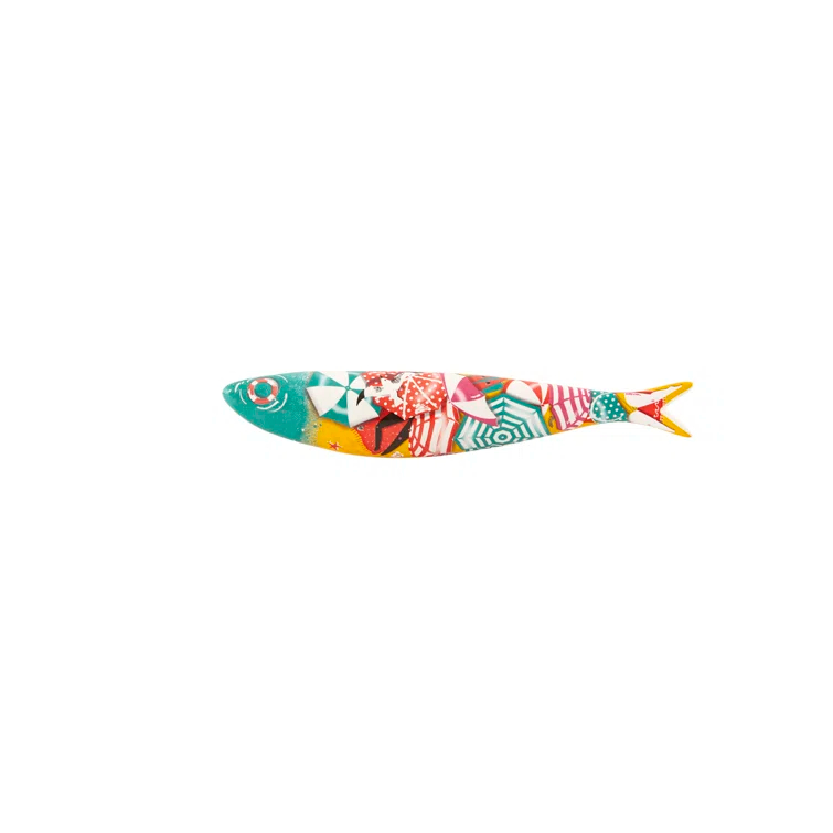 Colorful Ceramic Sardine Wall Mounted Figurine by Sandra Sofia Santos