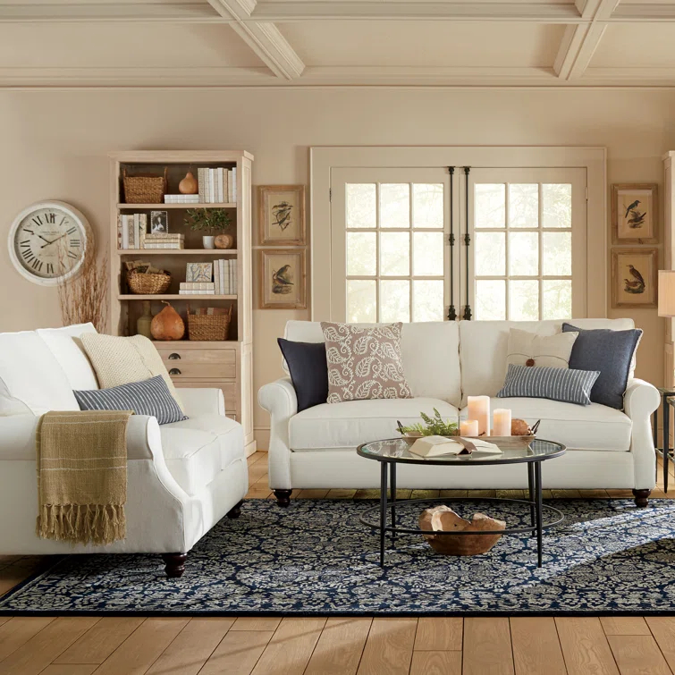 Blue and Gray Rectangular Hand-Tufted Wool Rug