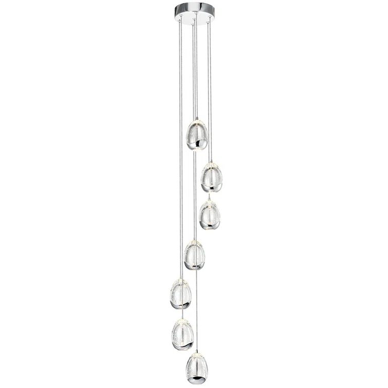 VONN Lighting Venezia 7-Light Pendant Height Adjustable ETL Certified LED Teardrop Chandelier, Globe Glass Shades