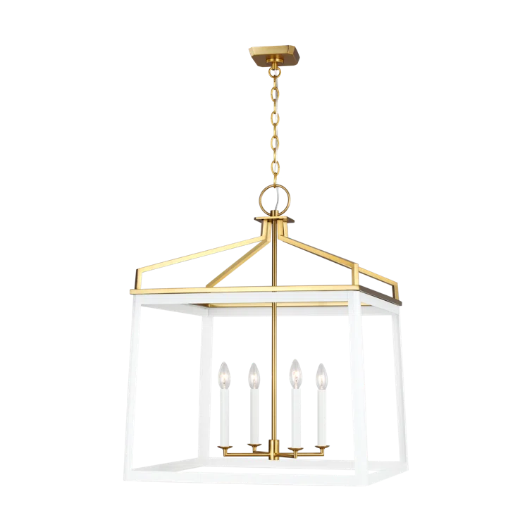 Carlow Traditional Matte White Square Lantern Chandelier