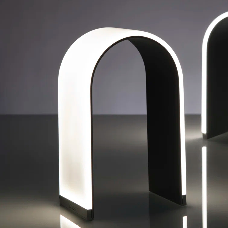Metallic Black Arch LED Table Lamp with Aluminum Finish