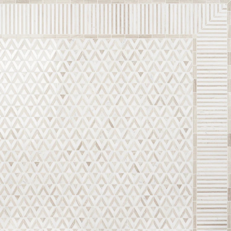 Florey Linear 7.87 in. x 8.31 in. Polished Marble Floor and Wall Mosaic Tile