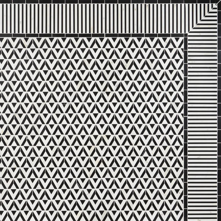 Bond Tile Florey Linear 7.87 in. x 8.31 in. Polished Marble Floor and Wall Mosaic Tile