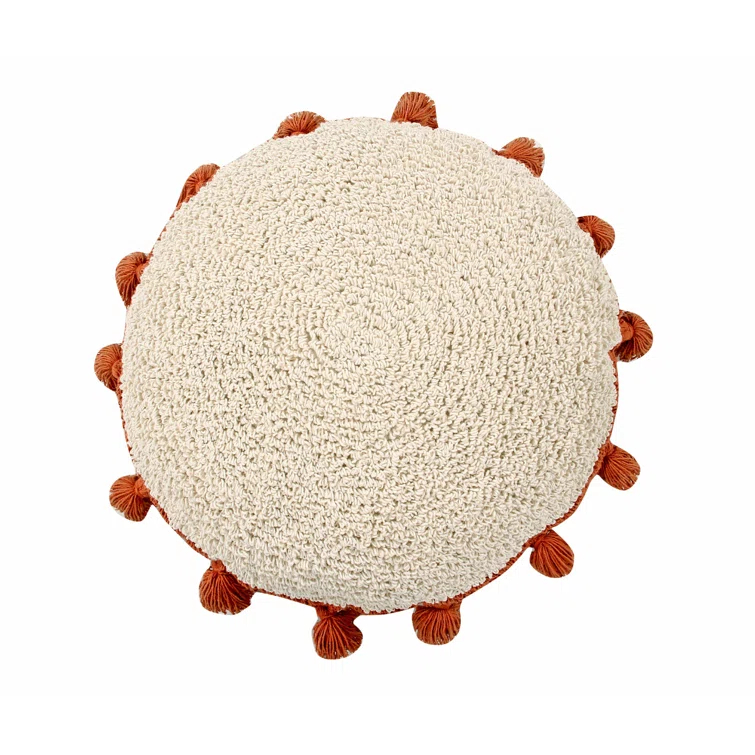 Lorena Canals Circle Tassels Cotton Blend Reversible Throw Pillow