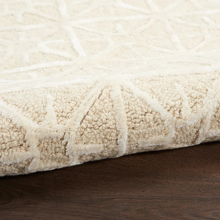 Geometric Handmade Tufted Ivory Area Rug