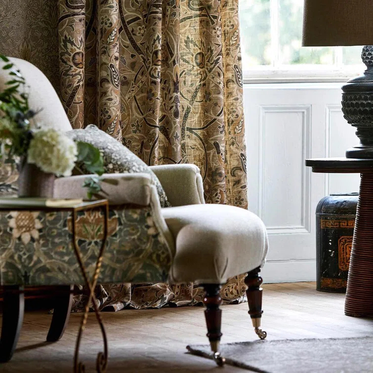 Stone and Mustard Linen Blend Upholstery Fabric