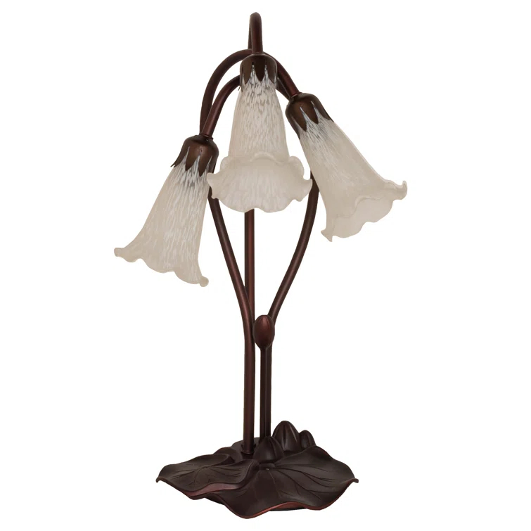 Meyda Lighting 16" High White Tiffany Pond Lily 3 LT Accent Lamp