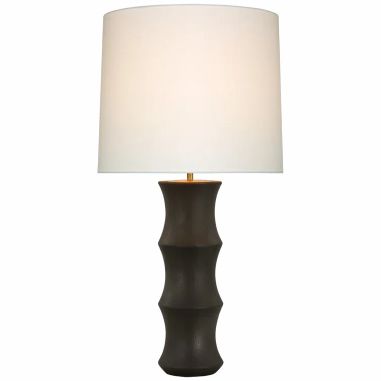 Large Black Metallic Table Lamp with Linen Shade