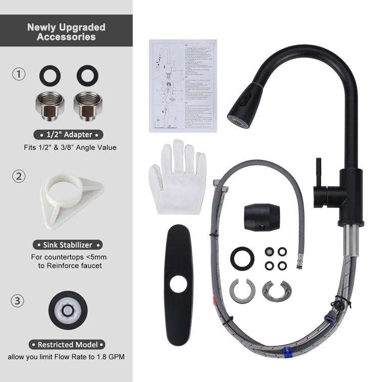 High Arc Pull Down Kitchen Faucet with Sprayer
