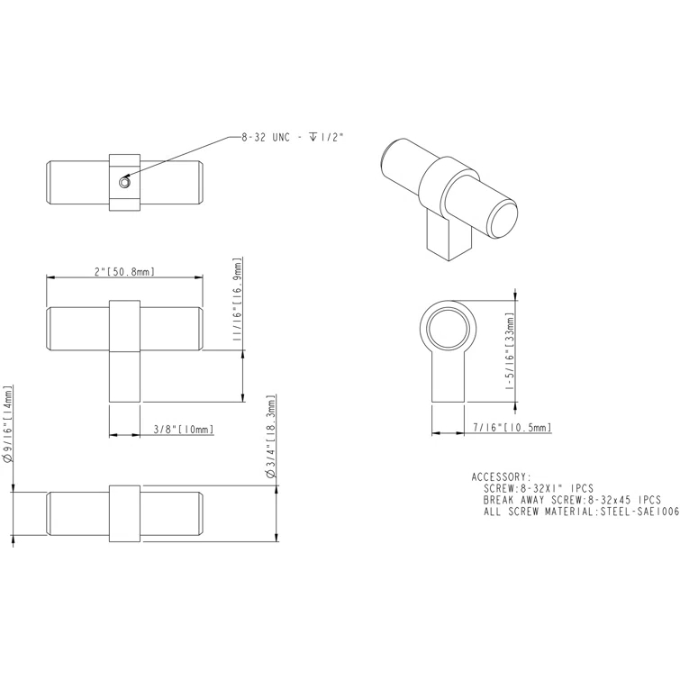 Key Grande 2" Length "T" Knob