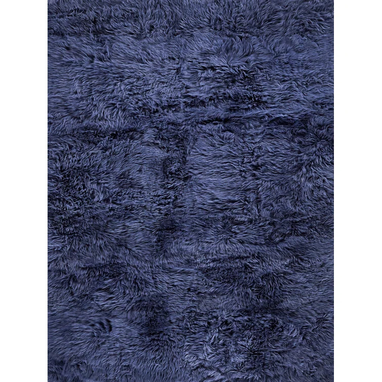 Handmade Sheepskin Blue Area Rug