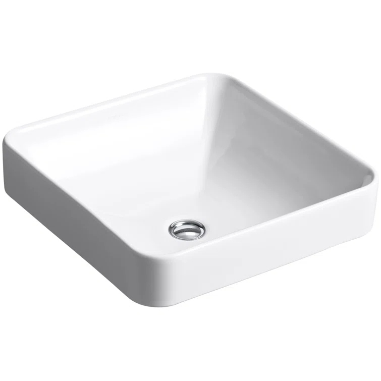 Vox® Ceramic Square Vessel Bathroom Sink with Overflow