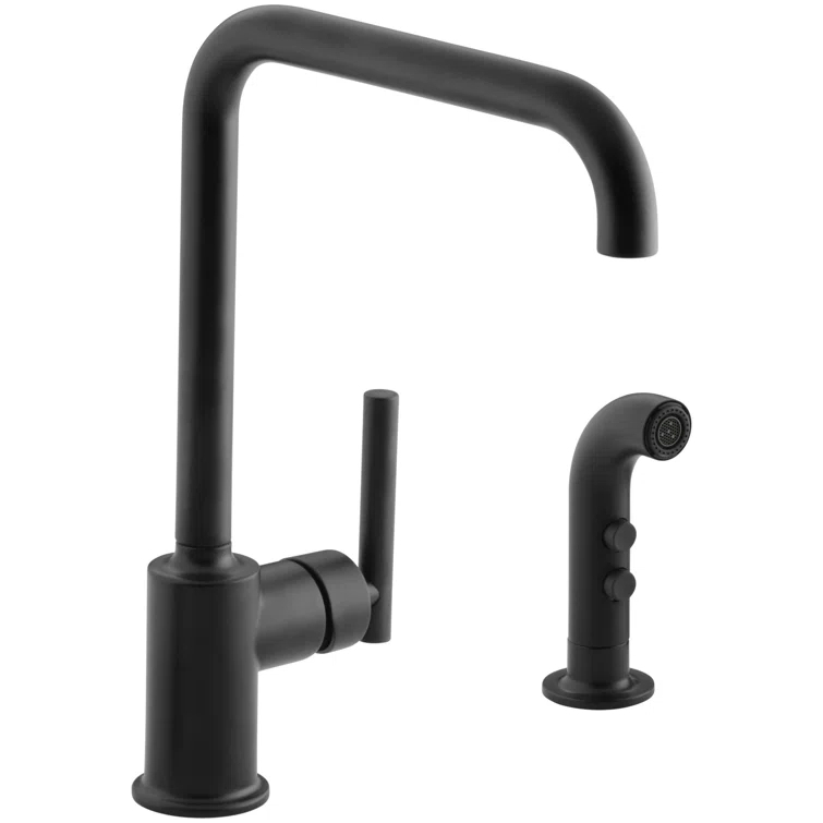 Purist® Two-Hole Kitchen Sink Faucet with 8" Spout and Matching Finish Sidespray