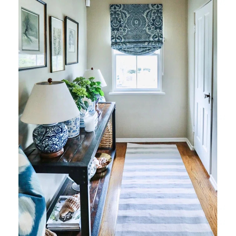 Catamaran Stripe Light Blue/Ivory Handwoven Indoor/Outdoor Rug