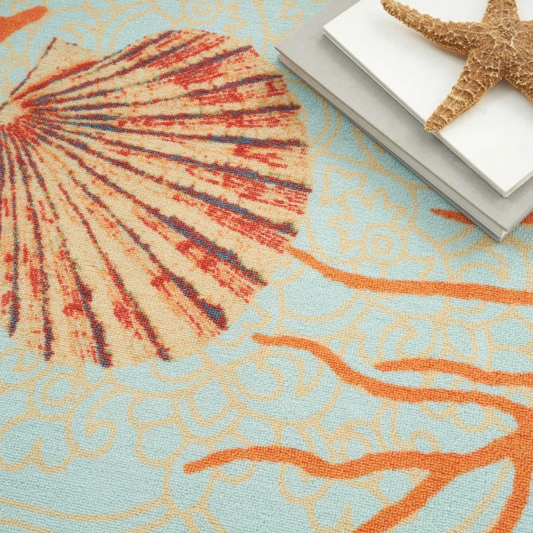Wav01/Sun & Shade Nature Outdoor Light Blue Area Rug
