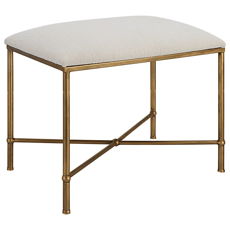 Uttermost Avenham 24" Wide White Fabric Accent Bench