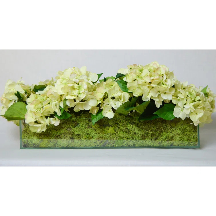 T&C Floral Company Fresh Cut Faux Silk Hydrangea Arrangement in Planter