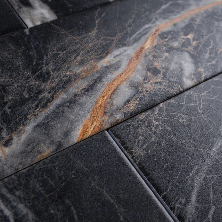 Pulpis 3" x 13" Beveled Porcelain Marble Look Subway Wall & Floor Tile
