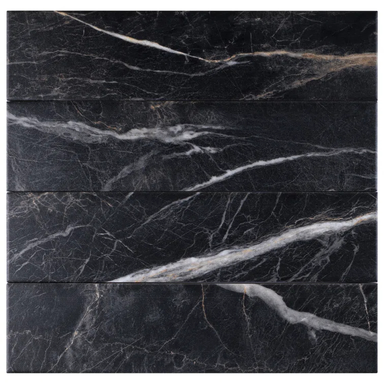 Pulpis 3" x 13" Beveled Porcelain Marble Look Subway Wall & Floor Tile