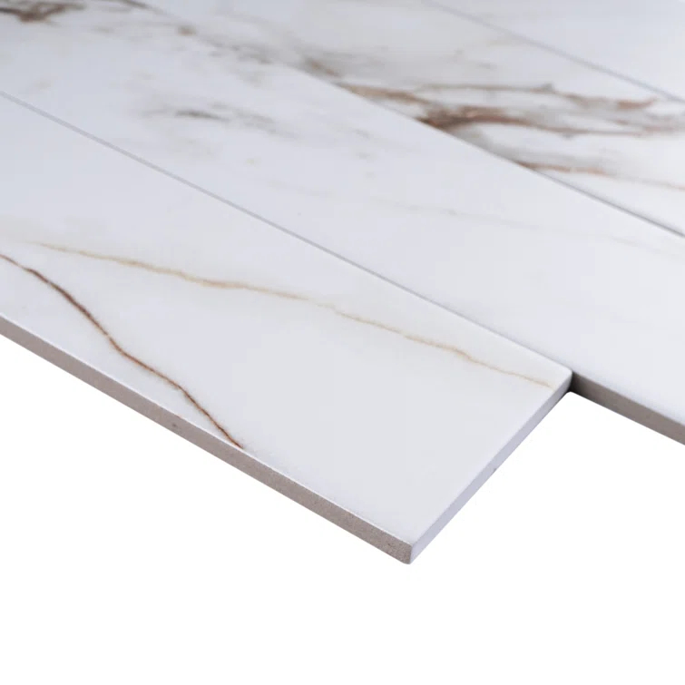Elegance Gold Subway 3.15 in. x 12.99 in. Matte Porcelain Marble look Floor and Wall Tile (9.04 sq. ft./Case)