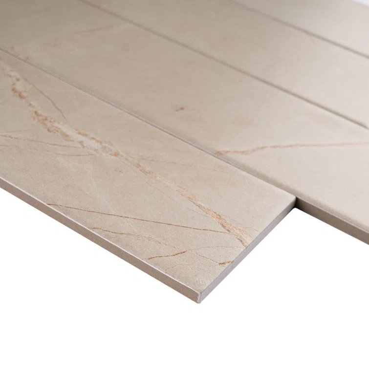Pulpis 3" x 13" Beveled Porcelain Marble Look Subway Wall & Floor Tile