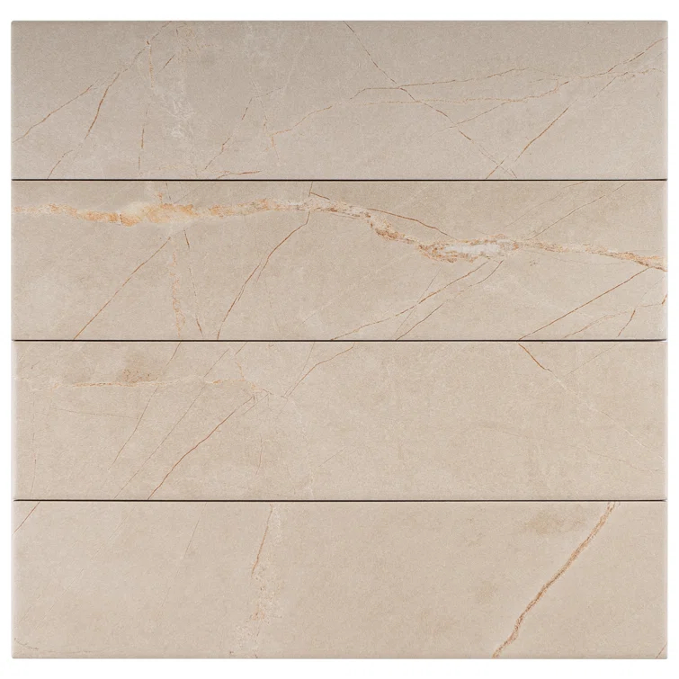 Pulpis 3" x 13" Beveled Porcelain Marble Look Subway Wall & Floor Tile