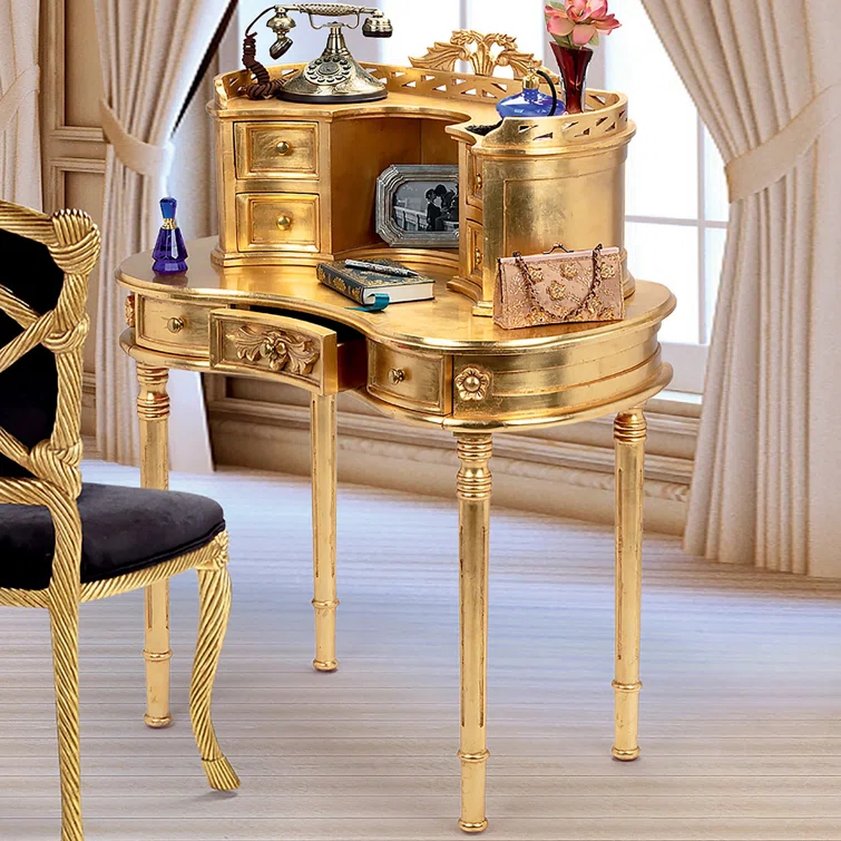 Design Toscano Lady Constance Curved Solid Wood Writing Desk