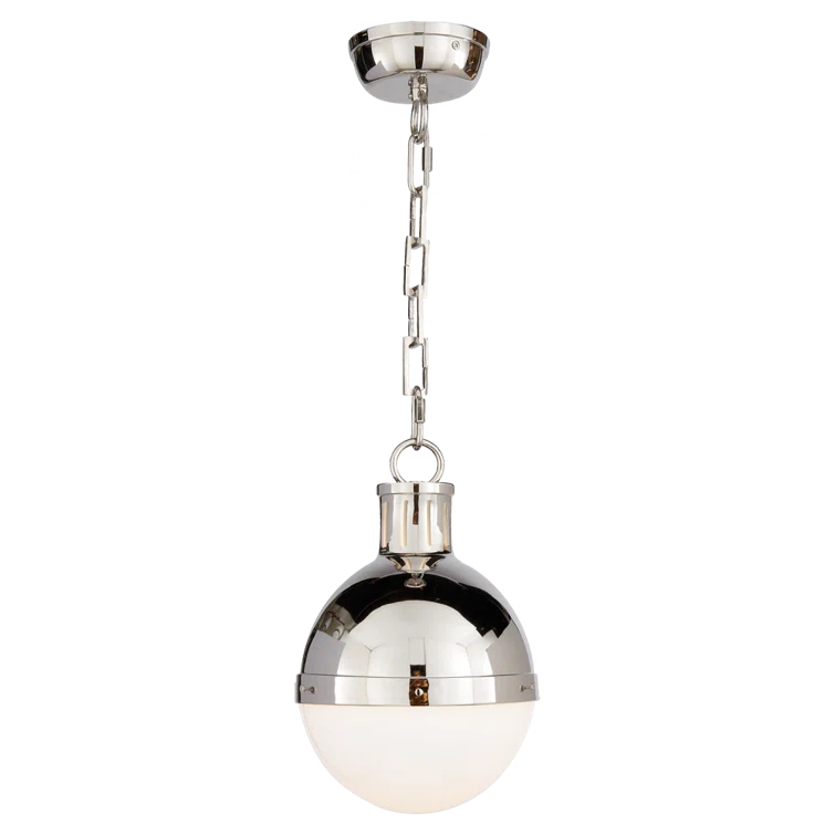 Elegant Globe Pendant Light in Polished Nickel and Glass