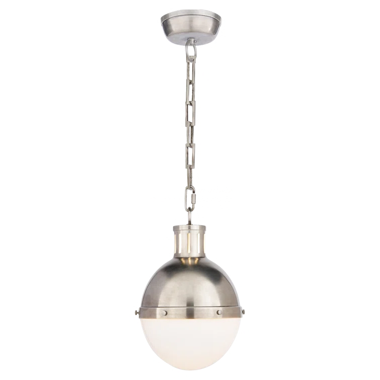 Antique Nickel Globe Pendant Light with Glass Shade