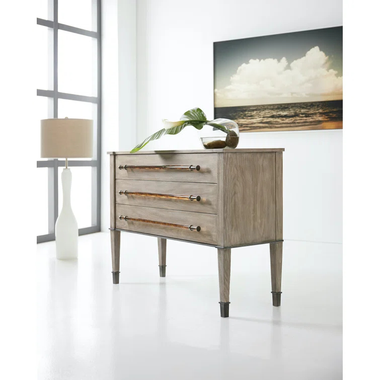 Transitional Melange 3-Drawer Light Wood Dresser with Dovetail Drawers