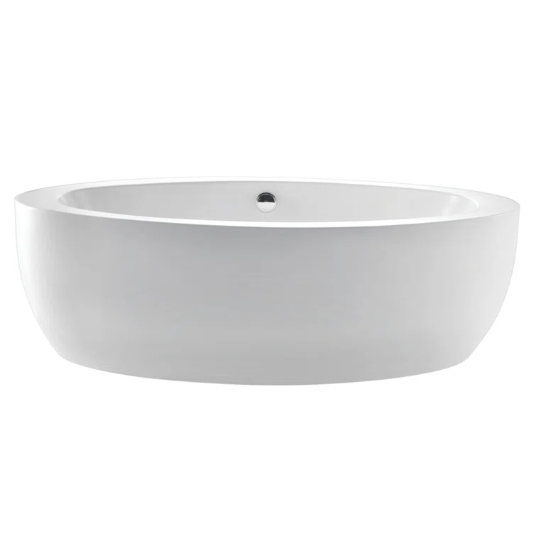 Kingston Brass Aqua Eden 72-Inch Acrylic Oval Double Ended Freestanding Tub with Drain