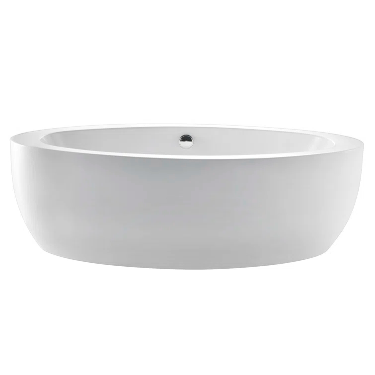 Kingston Brass Aqua Eden 72-Inch Acrylic Oval Double Ended Freestanding Tub with Drain