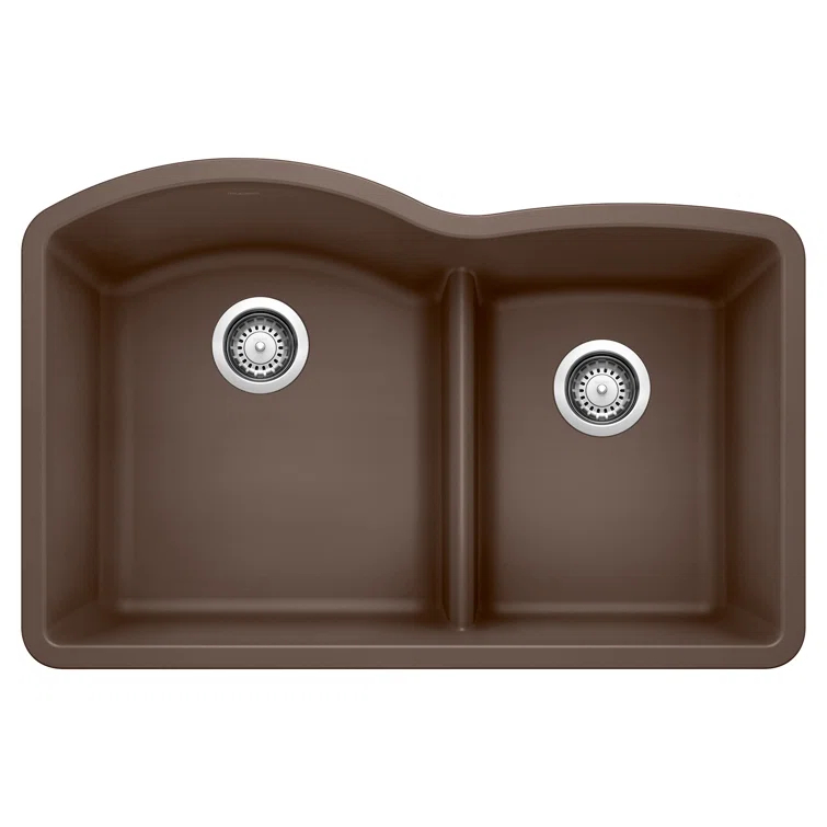 Diamond SILGRANIT 32" 60/40 Double Bowl Undermount Kitchen Sink with Low Divide