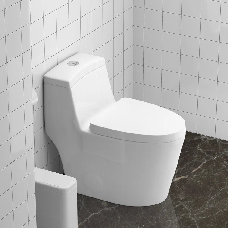 Greta Tornado Powerful Flush One-Piece Toilet, 1.28 GPF Elongated Floor Mounted