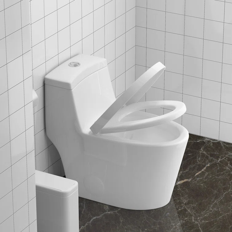 Greta Tornado Powerful Flush One-Piece Toilet, 1.28 GPF Elongated Floor Mounted