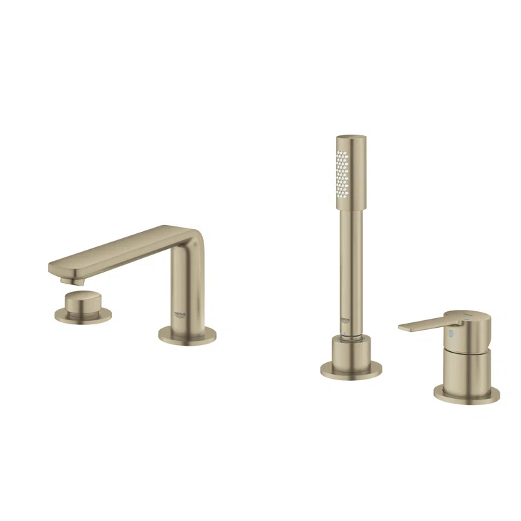 Lineare™ Double Handle Deck Mounted Roman Tub Faucet with Diverter and Handshower