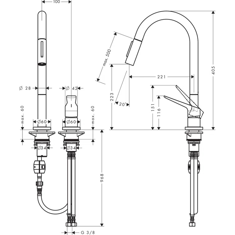 AXOR Citterio M Pull Down Kitchen Faucet