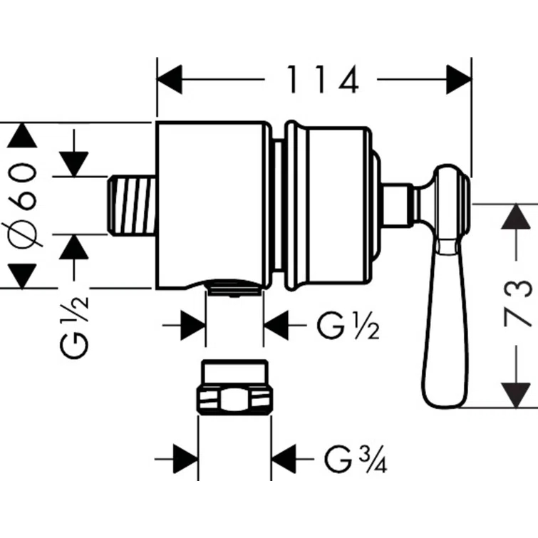AXOR Montreux Wall Outlet With Check Valves And Volume Control, Lever Handle