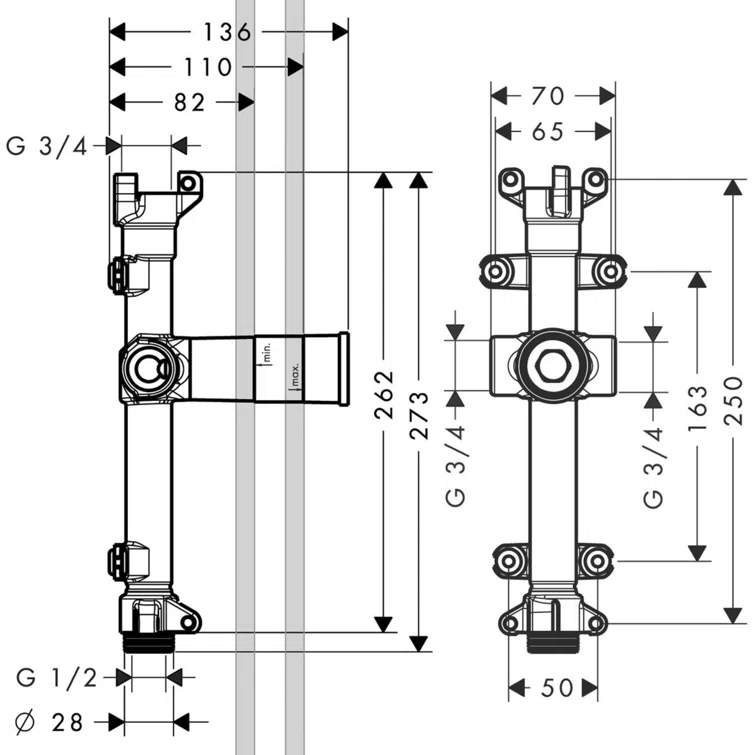 Hansgrohe 10941181 Axor Starck Shower Rough Tub Valve