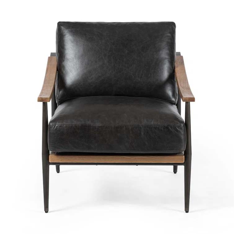Sonoma Black Leather Modern Accent Chair